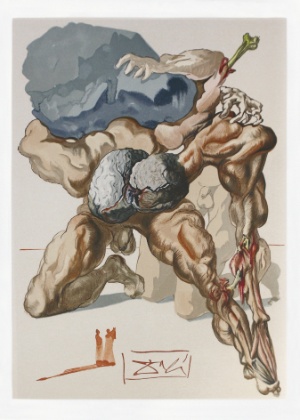 Ilustração para o Canto VII, "Avarentos e Prodígios", da "Divina Comédia", de Dante Alighieri, por Salvador Dalí